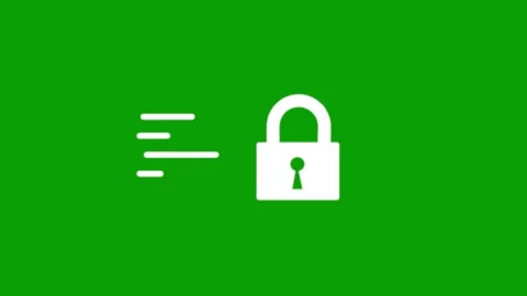 White lock icon animation with dynamic motion lines on green screen backgro.. Видео 346497482