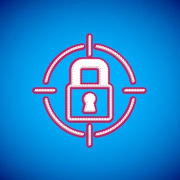 White Lock icon isolated on blue background. Padlock sign. Security, safety Stock Illustration