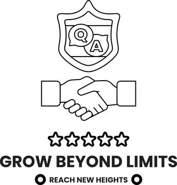 A white logo with a handshake and a shield with the letters QA on it Stock Illustration