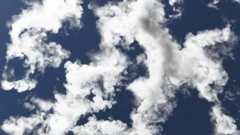 White long jets of clouds swirl with force on a blue background. Cloud swirls. Stock Footage 179555073