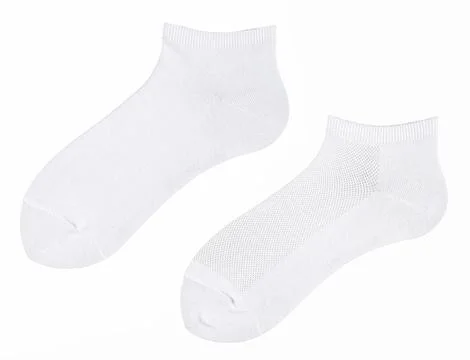 White long socks is isolated on a white background. Without labels. Stock Photos