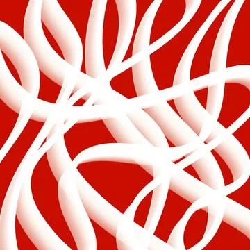 White Looping Ribbons on Bright Red Background Stock Illustration