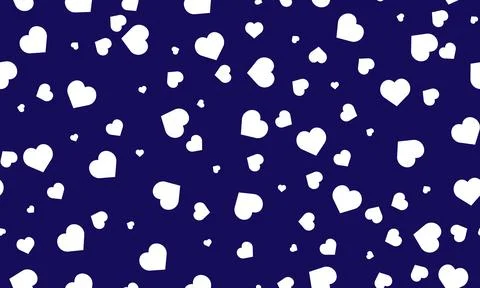 White love heart seamless pattern on blue background Stock Illustration