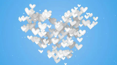 White Love Shape Particles blue background Stock Footage 39542941