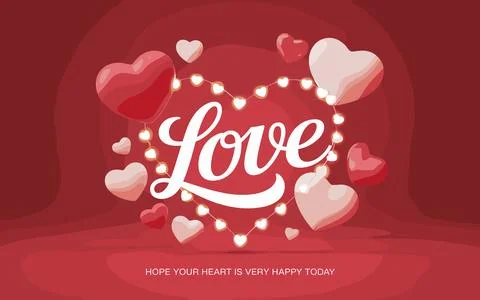 White Love text surrounded by hearts and lights romance Stock-Illustration