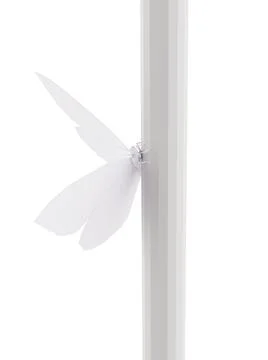 White Low poly Butterfly sitting on a stalk, origami butterfly, 3d illustration Stock Illustration