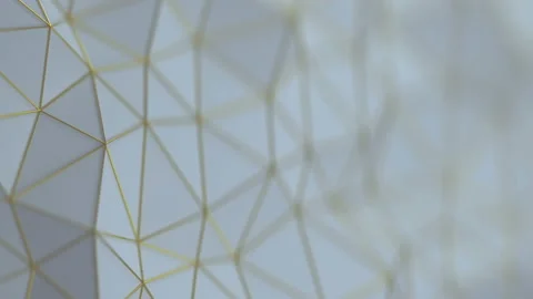 White low poly mesh with gold edges 3D render seamless loop animation Stock Footage 134432191