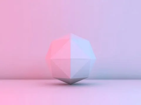 White low-poly object with with colorful illumination Stock Photos