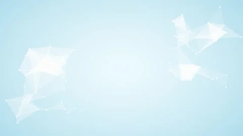 White low poly plexus clusters on the sides of a light blue background Видео 348272813