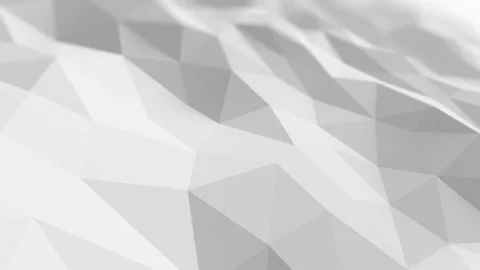 White Low Poly Surface Waving in Abstract 3d Animation. Stock Footage 72042566
