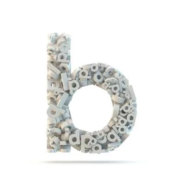 White lowercase letter b isolated on white. Stock Illustration