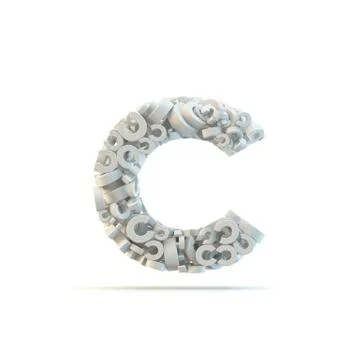 White lowercase letter c isolated on white. Stock Illustration