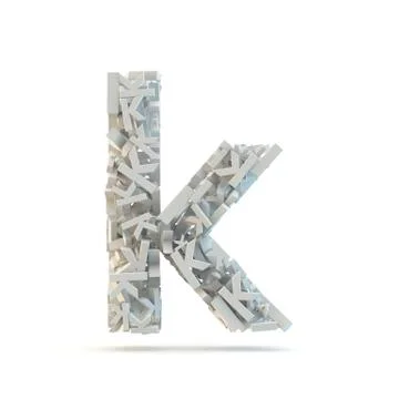 White lowercase letter k isolated on white. Stock Illustration