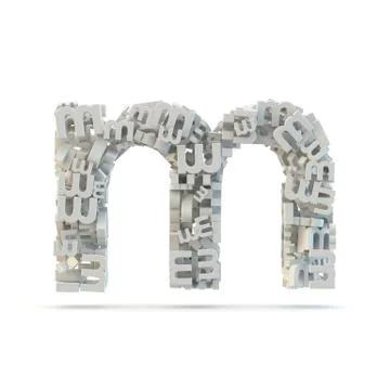 White lowercase letter m isolated on white. Stock Illustration