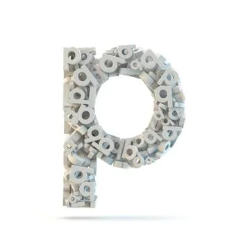 White lowercase letter p isolated on white. Stock Illustration