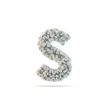 White lowercase letter s isolated on white. Stock Illustration