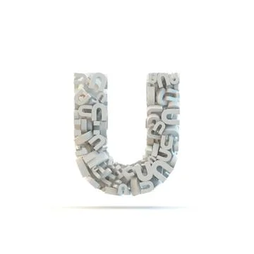 White lowercase letter u isolated on white. Stock Illustration