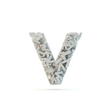 White lowercase letter v isolated on white. Stock Illustration