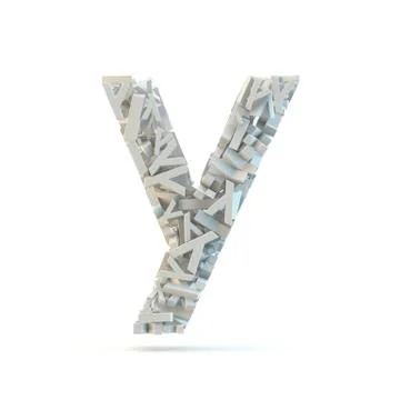 White lowercase letter y isolated on white. Stock Illustration