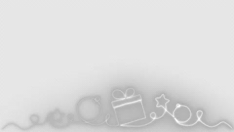 A white luminous line with particles draws a line Christmas pattern with balls Stock Footage 250323015