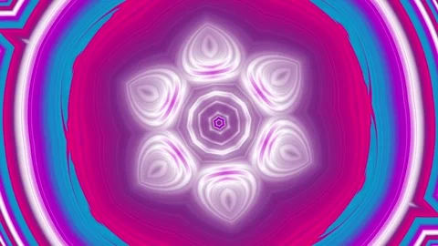 White luminous mandala flower with soft glowing kaleidoscope motion loop Stock Footage 336318454