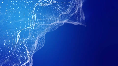 White luminous particles move slowly on a blue background. Abstract animated bac Stock Footage 122494445