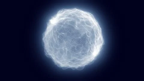 White luminous sphere of flowing light threads and clean structure, symbolizi Stock Photos