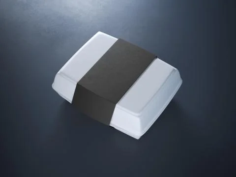 White lunch box with black label Illustrazione stock