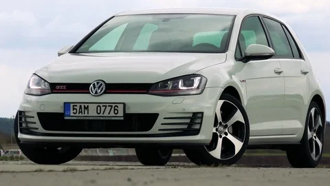 A white luxurious Volkswagen car - front view Stock Footage
