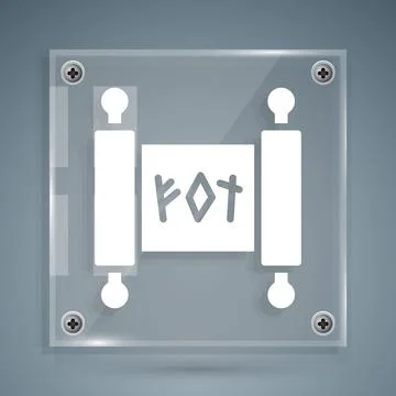 White Magic scroll icon isolated on grey background. Decree, paper, parchment Illustrazione stock