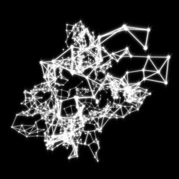 White magic shiny connected dots on black. abstract background Stock Illustration