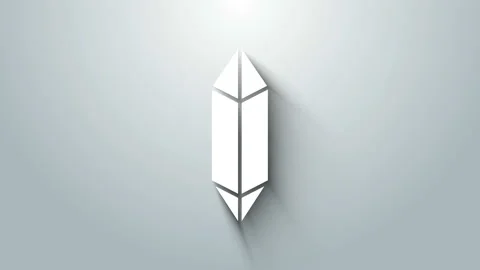 White Magic stone icon isolated on grey background. Fantasy crystal. Jewelry gem Video stock 145864292