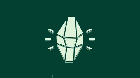 White Magic stone icon isolated on green background. Fantasy crystal. Jewelry Video stock 236029850