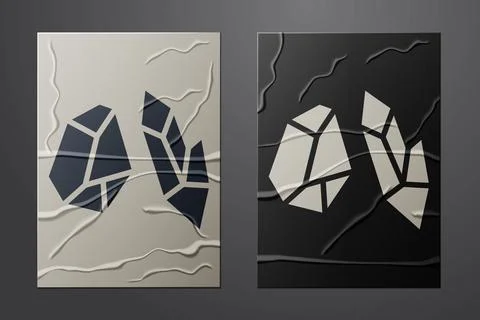White Magic stone icon isolated on crumpled paper background. Fantasy crystal 스톡 일러스트