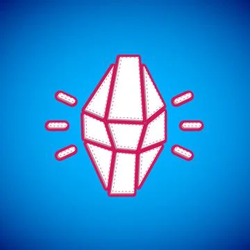White Magic stone icon isolated on blue background. Fantasy crystal. Jewelry gem Stock Illustration