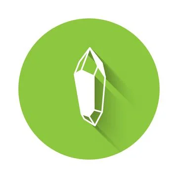 White Magic stone icon isolated with long shadow background. Fantasy crystal. Illustrazione stock