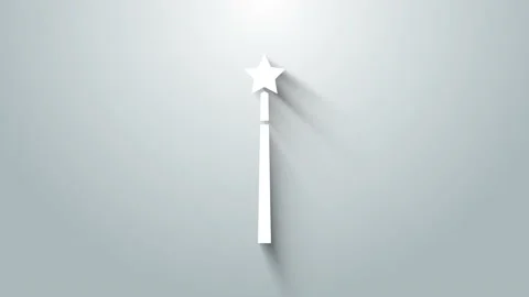 White Magic wand icon isolated on grey background. Star shape magic accessory Stock Footage 147230260