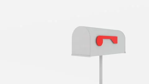 A white mail box on a white background opened and mail flow poured out of it 库存影片 130204681