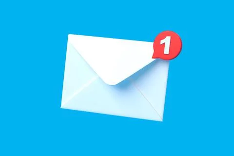 White mail envelope with red marker message on blue background Stock Illustration