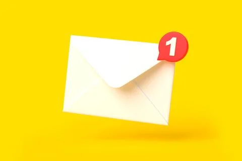 White mail envelope with red marker message on yellow background Stock Illustration