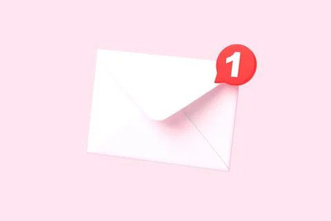 White mail envelope with red marker message on pink background Stock Illustration