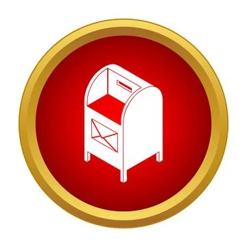 White mailbox icon in red circle delivering letters Ilustração Stock