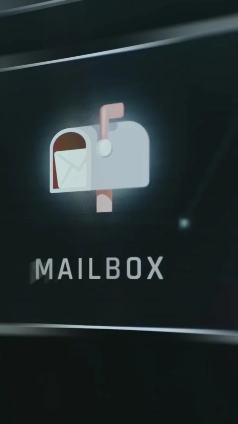 White mailbox icon with red flag in digital style Stock Footage 335867485