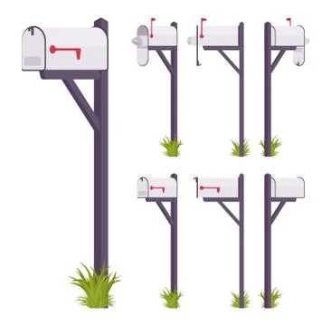 White mailbox set Illustration