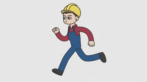 White male builder in a hard hat runs Video stock 249352496