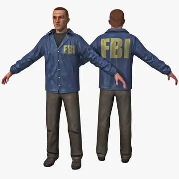 White Male FBI Agent 3D Model