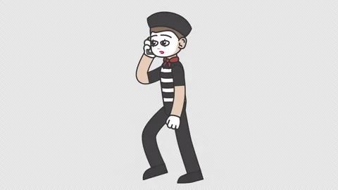 White male mime walks talking on the phone Stock Footage 263968341