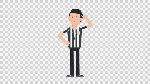 White Male US Referee Thinking Stock Footage 205056970
