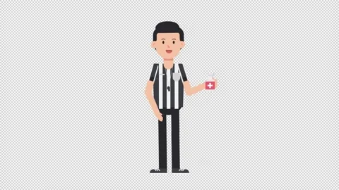 White Male US Referee Using Disinfectant Spray Video stock 205056888