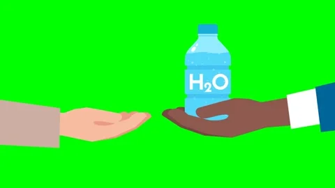 White man asks a black man for water. Businessman's hand with a bottle of water Stock Footage 275009809